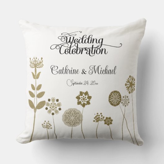 Elegante tijdloze zachte gouden bloemen minimalism kussen (Voorkant)