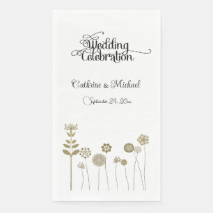 Elegante tijdloze zachte gouden bloemen minimalism servet