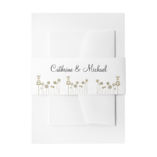 Elegante tijdloze zachte gouden bloemen minimalism uitnodigingen wikkel