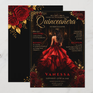 Elegante tijdschriftcover Quinceanera-uitnodiging Kaart