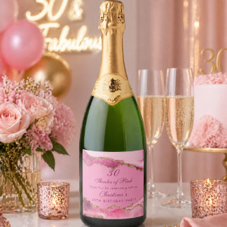 Elegante tinten roze verjaardagsfeestje sparkling wijnetiket
