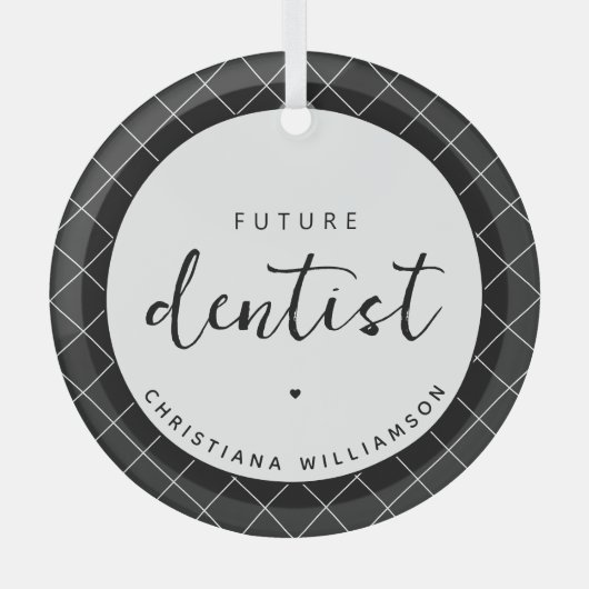 Elegante toekomstige tandarts check patroon gepers glas ornament (Voorkant)