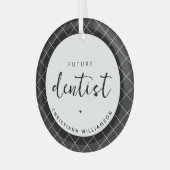 Elegante toekomstige tandarts check patroon gepers glas ornament (Voorkant links)