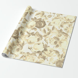 Elegante Toile Chic Sepia Beige Rozen Cadeaupapier