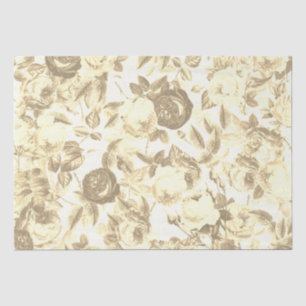 Elegante Toile Chic Sepia Beige Rozen Tissuepapier