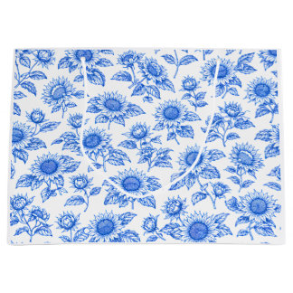 Elegante Toile du Jouy Zonnebloemen – Blauwe Botan Groot Cadeauzakje