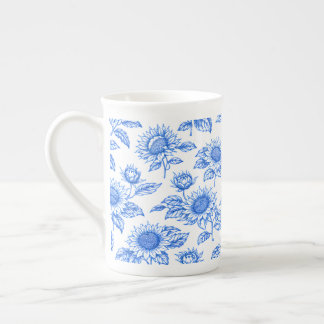 Elegante Toile du Jouy Zonnebloemen – Blauwe Botan Porselein Kop
