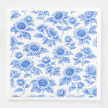 Elegante Toile du Jouy Zonnebloemen – Blauwe Botan