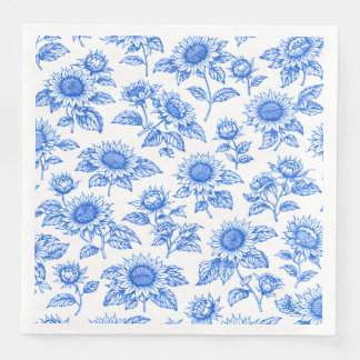 Elegante Toile du Jouy Zonnebloemen – Blauwe Botan Servet