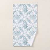 Elégante toile florale blanche et bleue gravée (Serviette à main)