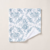 Elégante toile florale blanche et bleue gravée (Gant de toilette)