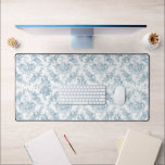 Elégante toile florale blanche et bleue gravée<br><div class="desc">Elégant vintage d'inspiration gravé bleu poussiéreux toile motif sans couture avec roses,  vignes et parchemins sur un arrière - plan blanc.</div>