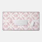 Élégante toile florale blanche et rose gravée (Clavier et souris)