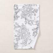 Elégante toile florale noire et blanche (Serviette à main)