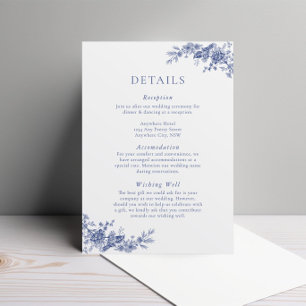 Elegante Toile Franse Blauwe Bloemen Enclosure Kaa Informatiekaartje