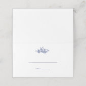 Elegante Toile Franse Blauwe Bloemen Place Card (Buitenkant ongevouwen)
