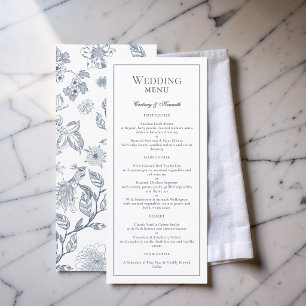 Elegante Toile Franse Victoriaanse Stofblauwe Brui Menu