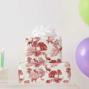 Elegante  Toile Red Deer Woodland Naadloos Cadeaupapier