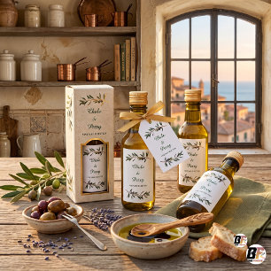 Elegante Toscaanse Olijftak Trouwfavoriet Wijn Etiket
