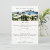 Elégante Toscane Italie Paysage Carte Mariage Menu (Debout devant)