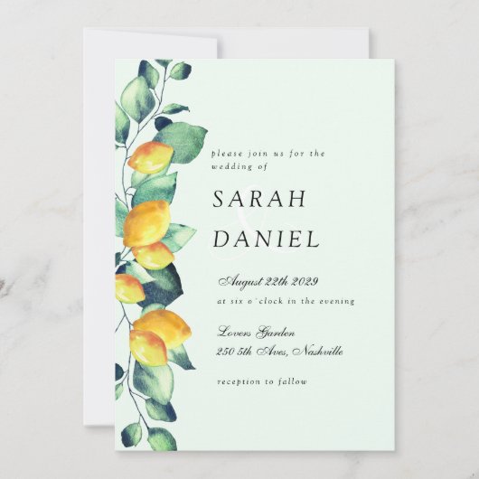 Elégante Toscane Mariage Lightgreen invitation (Devant)