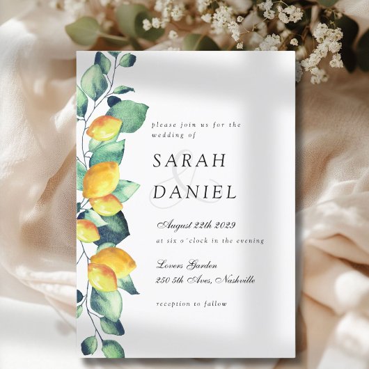 Elégante Toscane Mariage White Green invitation