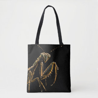 Elegante Tote Bag Bidsprinkhaan Zwart en Goud