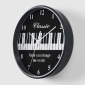 Elégante touche piano noir et blanc horloge murale (Angle)