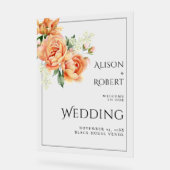 Elégante tourbe de pêche fleurs mariage BIENVENUE (Angle)