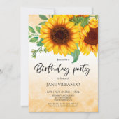 Elégante Tournesol Anniversaire Fête Invitation (Devant)