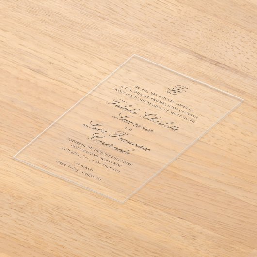 Elegante traditionele bruiloft acryl uitnodigingen (Laagn)