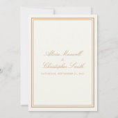 Elegante traditionele chique ivoor tan bruiloft kaart (Achterkant)