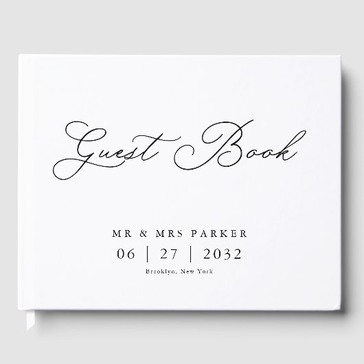 Elegante traditionele kalligrafie script bruiloft gastenboek (Voorkant)