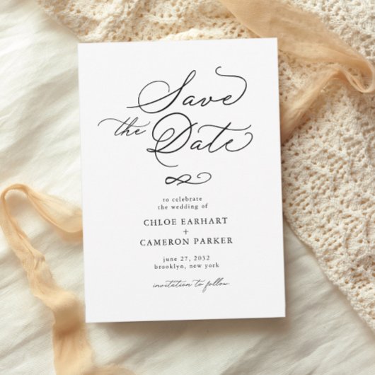 Elegante traditionele kalligrafie script bruiloft save the date