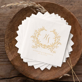 Elegante Traditionele Klassieke Monogram Wapen Huw Folie Servetten
