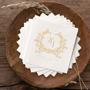 Elegante Traditionele Klassieke Monogram Wapen Huw Folie Servetten