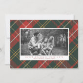 Elegante traditionele rood en groen geplakte foto feestdagenkaart (Voorkant)