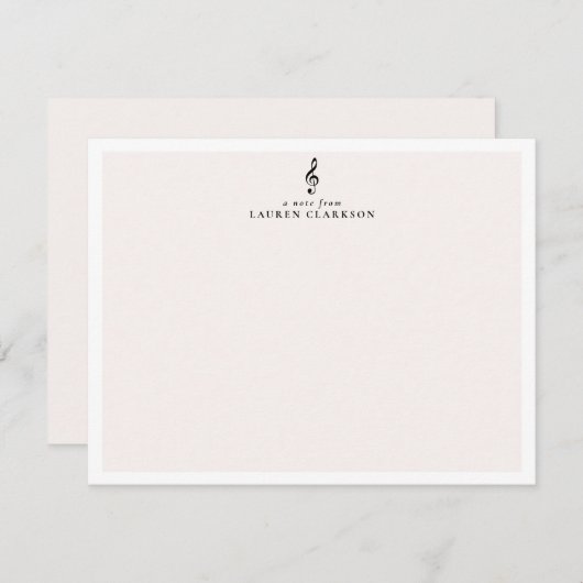 Elegante Treble Clef Music Note Kaart Notitiekaartje (Voorkant / Achterkant)