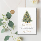 Elegante Tree Waterverf Gold Glittery Snow Cadeaulabel