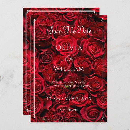 Elegante Trend Schattigee Rode Rozen Bruiloft uitn Kaart (Voorkant / Achterkant)