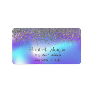 Elegante trend stijlvol zilveren diamanten hologra etiket