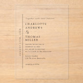 Elegante Trending Wedding Acryl Uitnodigingen (Voorkant)