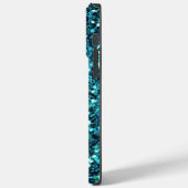 Elegante Trendy Blauwgroen Strip Glitter Monogramm Case-Mate iPhone Case (Achterkant / Links)