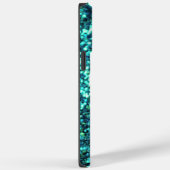 Elegante Trendy Blauwgroen Strip Glitter Monogramm Case-Mate iPhone Case (Achterkant / Rechts)