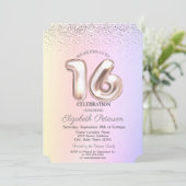 Elegante trendy Confetti Ombre Sweet 16 Kaart (Staand voorkant)