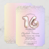 Elegante trendy Confetti Ombre Sweet 16 Kaart (Voorkant / Achterkant)