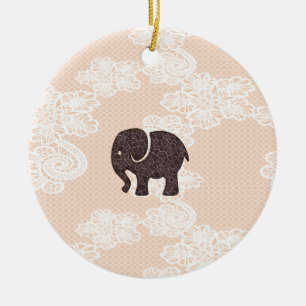 elegante trendy girly olifant lace keramisch ornament