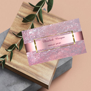 Elegante Trendy Glitter Streep Gouden Frame Visitekaartje