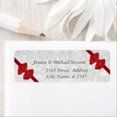 Elegante trendy glitterrode strikjes etiket (Insitu)