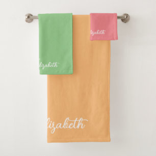 Elegante Trendy Kleuren Script Naam Aangepaste Sja Bad Handdoek